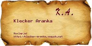 Klecker Aranka névjegykártya